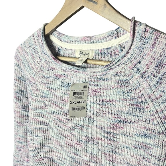 NWT Style & Co Pastel Purple Multicolor Knit Crewneck Sweater Women’s XXL - Picture 2 of 5